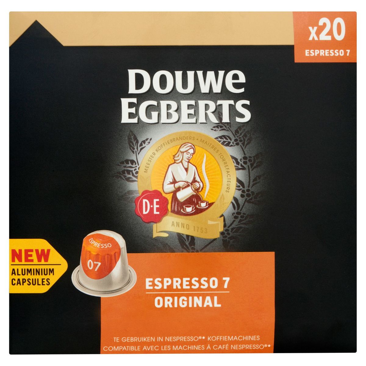DOUWE EGBERTS Koffie Capsules Original Espresso Intensiteit 07 Nespresso®* Compatibel 20 stuks