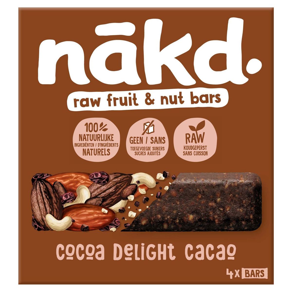 Nakd Cocoa Delight Barres de Fruits & Noix 4 x 35 g
