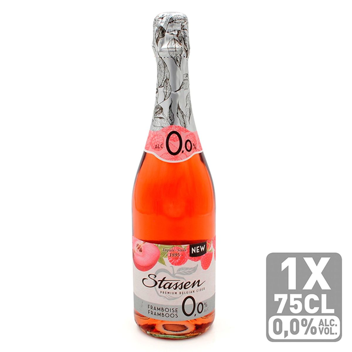 Stassen Cider bier Framboos Alcoholvrij bier 75 cl Fles