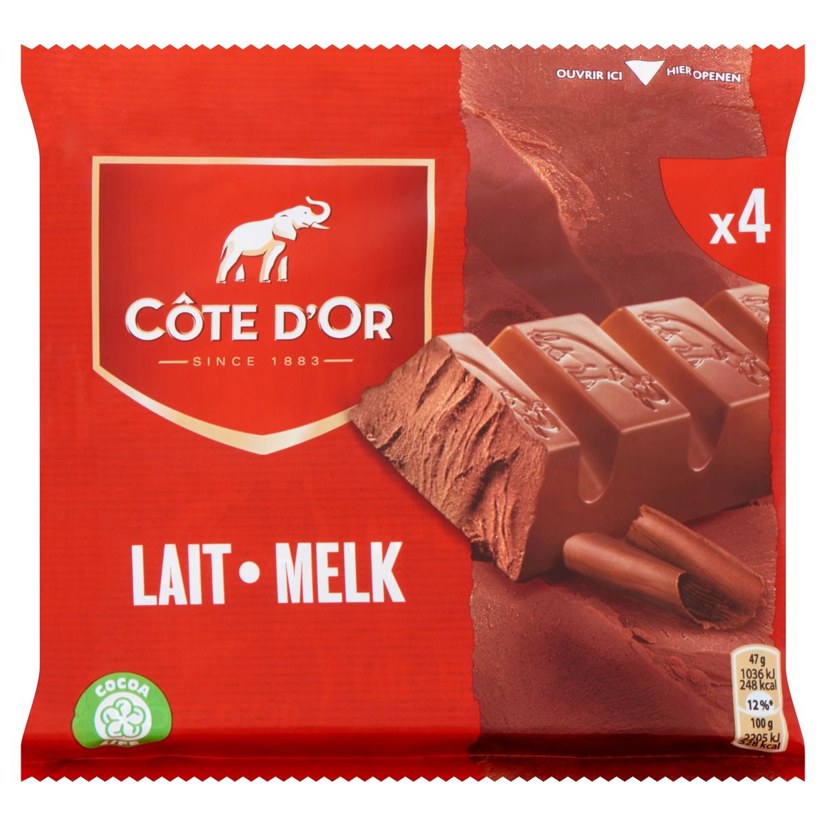 Côte d'Or Chocolade Repen Melkchocolade 4 x 47 g