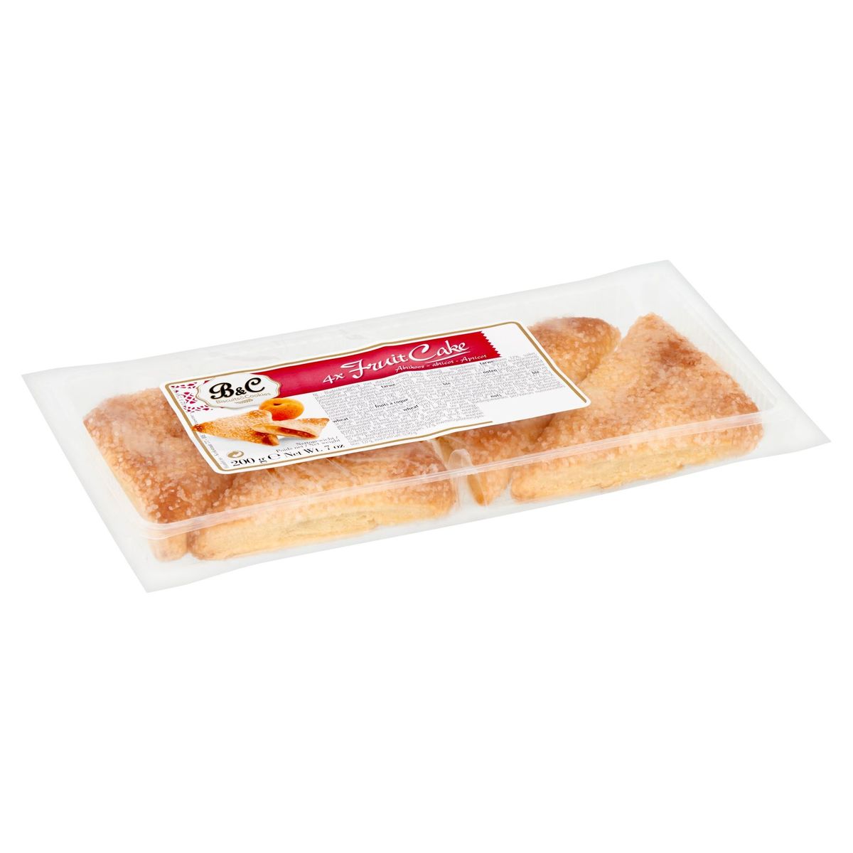 B&C Biscuits & Cookies Fruit Cake Abricot 4 Pièces 200 g