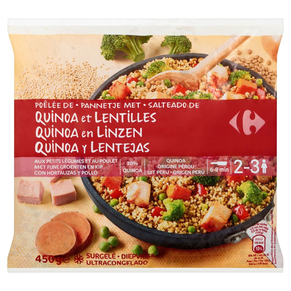 Carrefour Poêlée de Quinoa et Lentilles 450 g