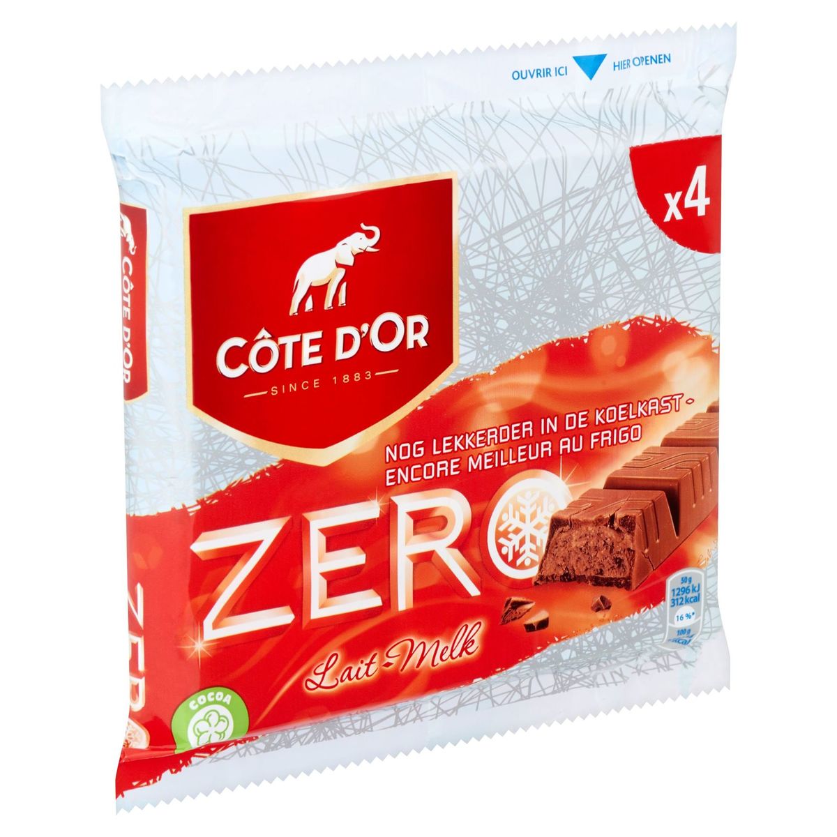 Côte d'Or ZERO Melk Chocolade Reep 4-Pack