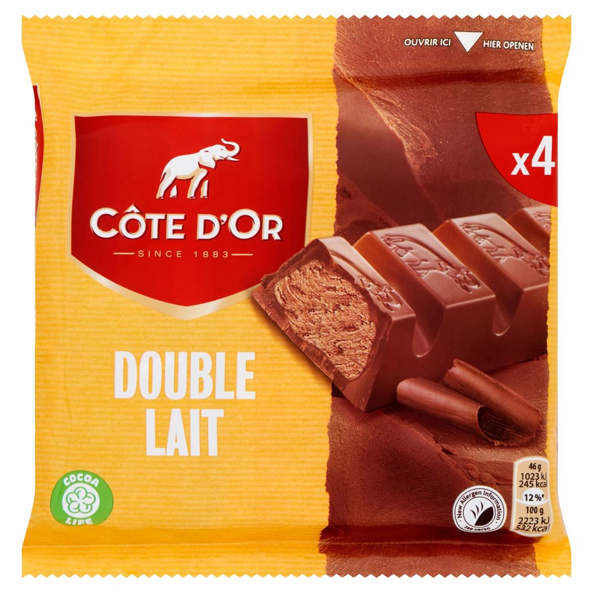 Côte d'Or Barres De Chocolat Au Lait Praliné Double Lait 4-Pack