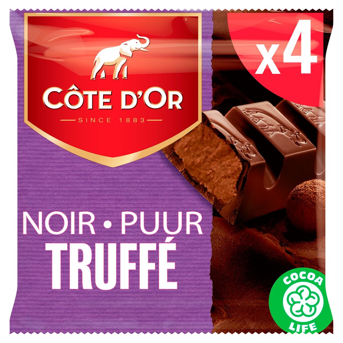 Côte d'Or Barres De Chocolat Noir Praliné Truffé 4-Pack