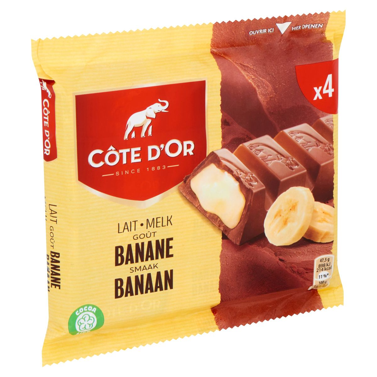 Côte d'Or Chocolat au Lait Goût de Banane 4 x 47.5 g