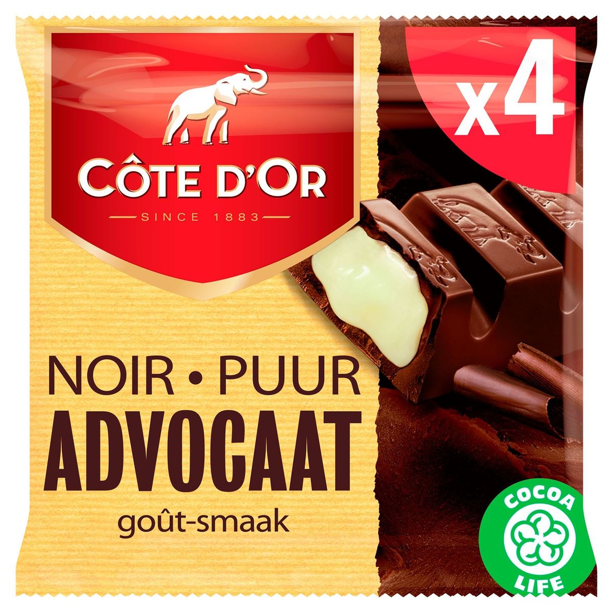 Côte d'Or Barres De Chocolat Noir Goût d'Avocat 4-Pack