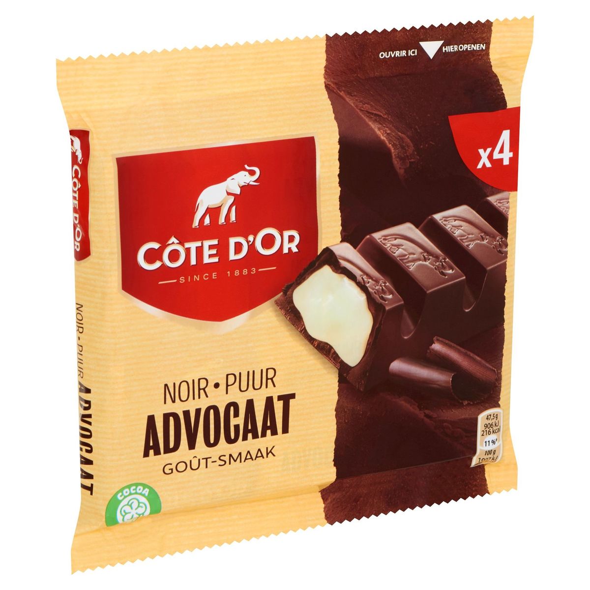Côte d'Or Barres De Chocolat Noir Goût d'Avocat 4-Pack