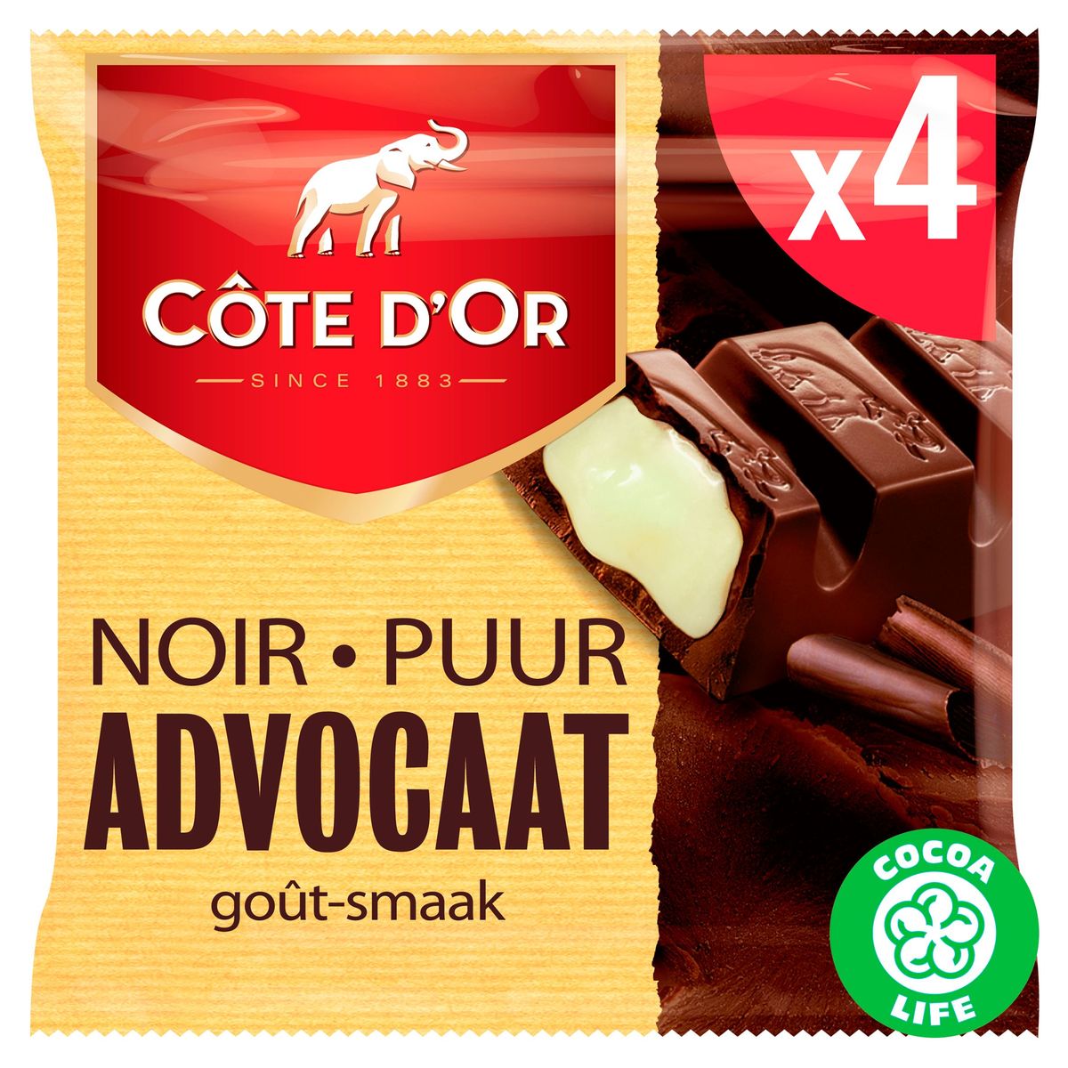 Côte d'Or Barres De Chocolat Noir Crème d'Advocaat 4 Pcs 190 g