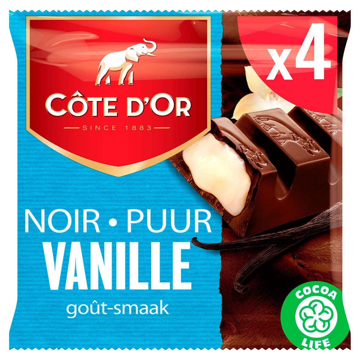 Côte d'Or Barres De Chocolat Noir Vanille 4-Pack