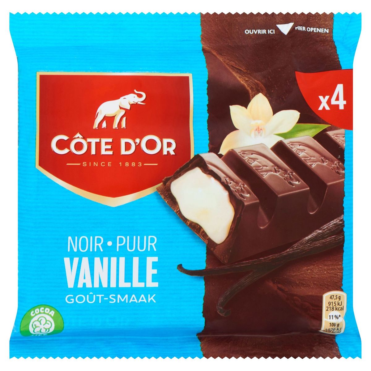Côte d'Or Pure Chocolade Reep Vanille 4-Pack