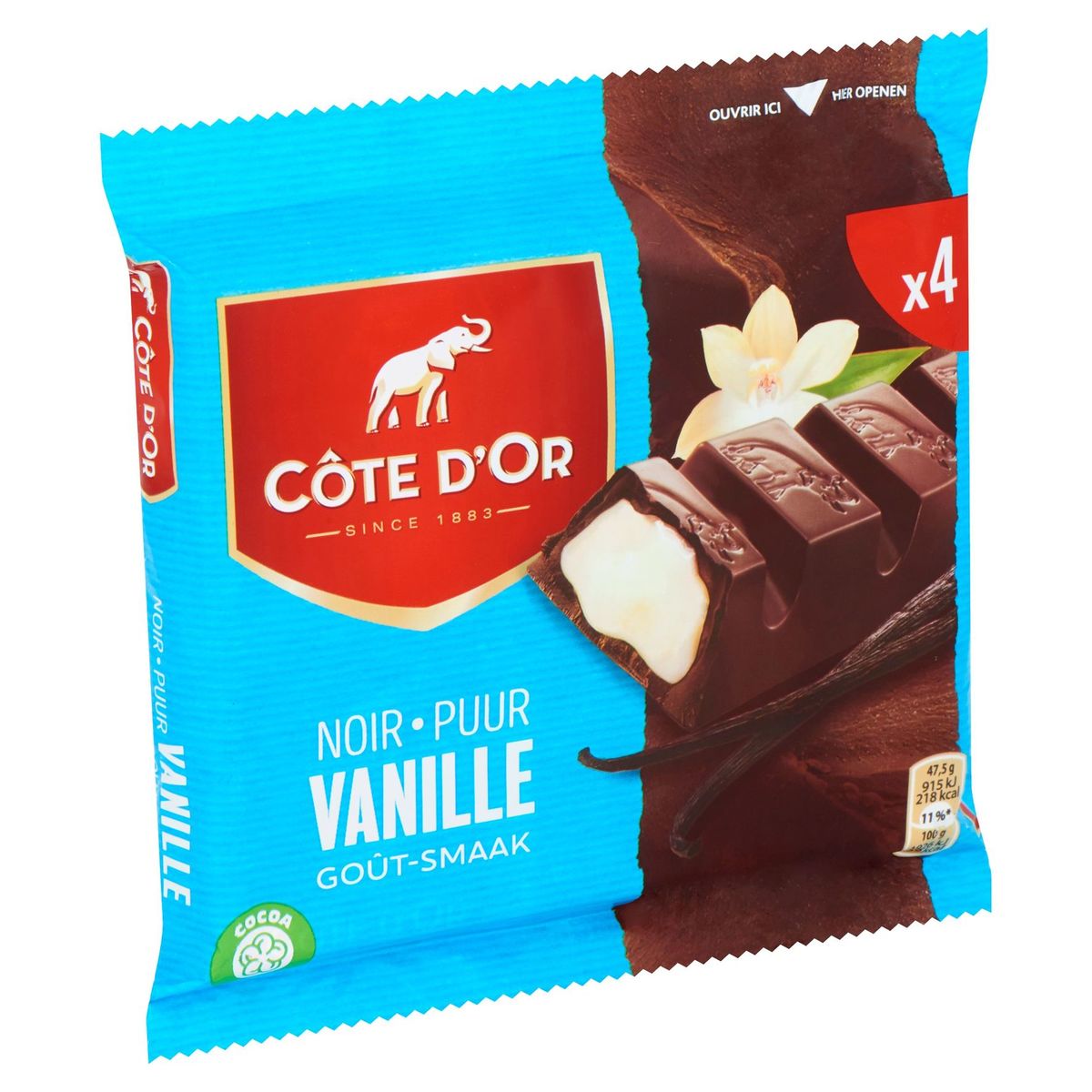 Côte d'Or Barres De Chocolat Noir Vanille 4-Pack