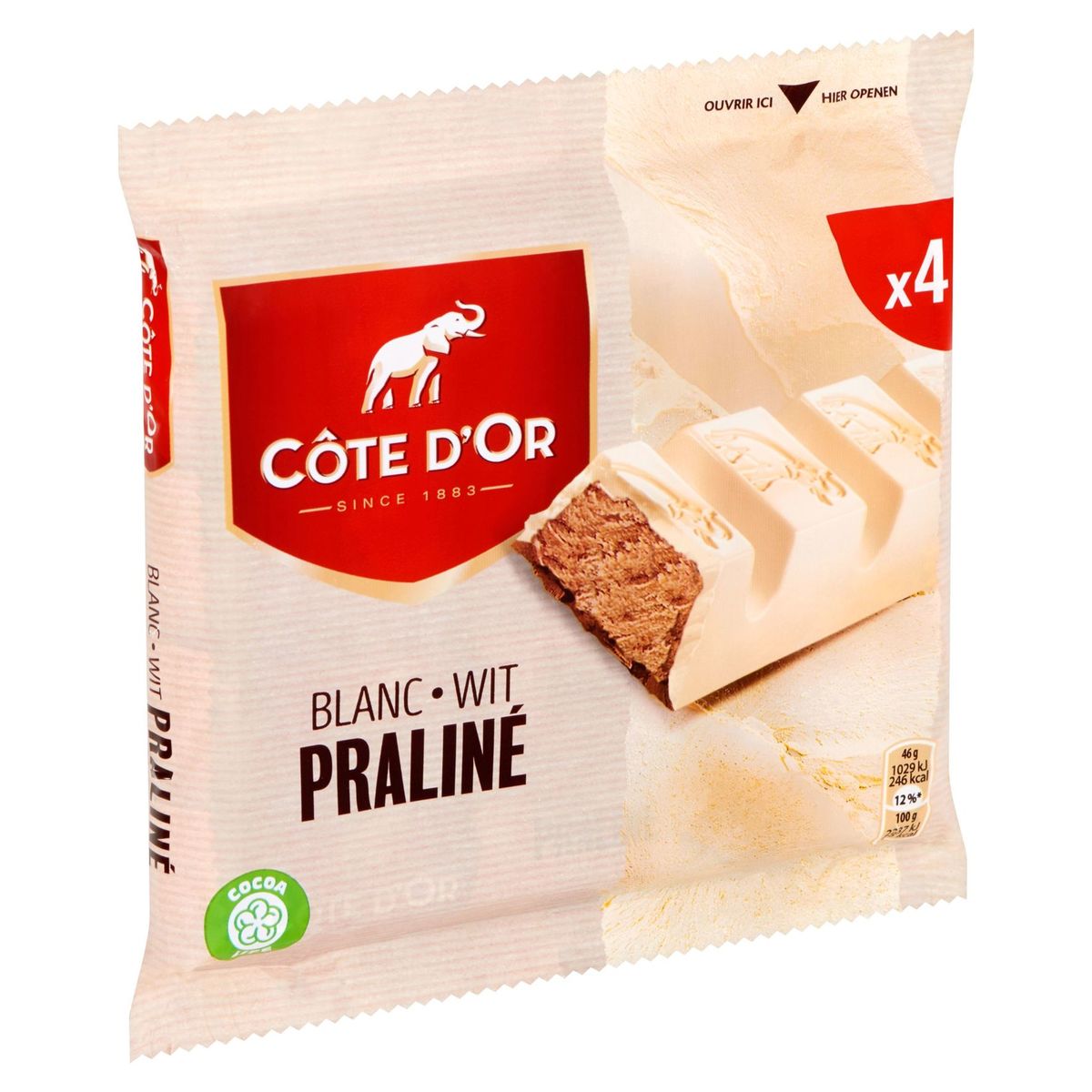 Côte d'Or Barres De Chocolat Blanc Praliné 4-Pack 184 g