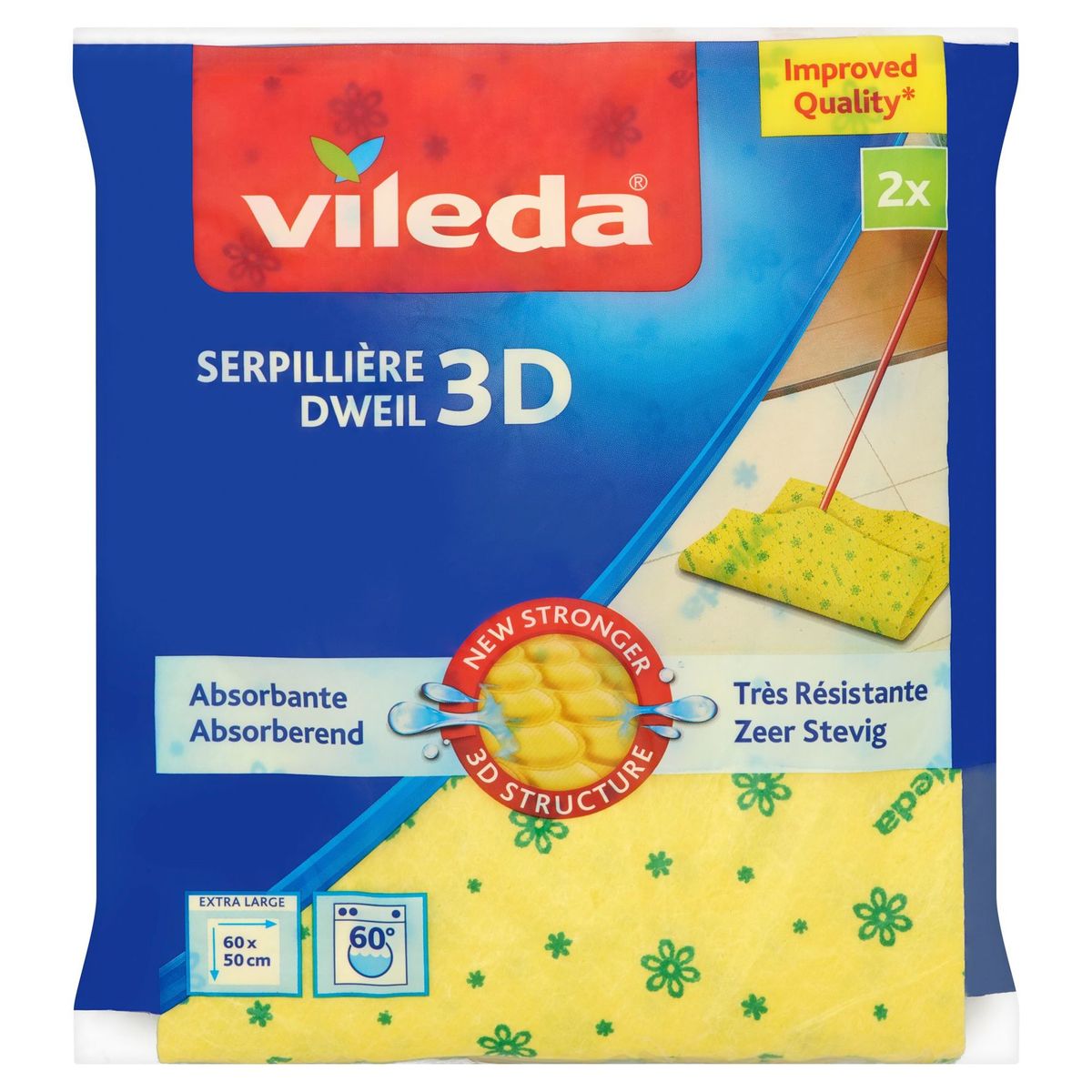 Vileda Serpillière 3D 2 Pièces