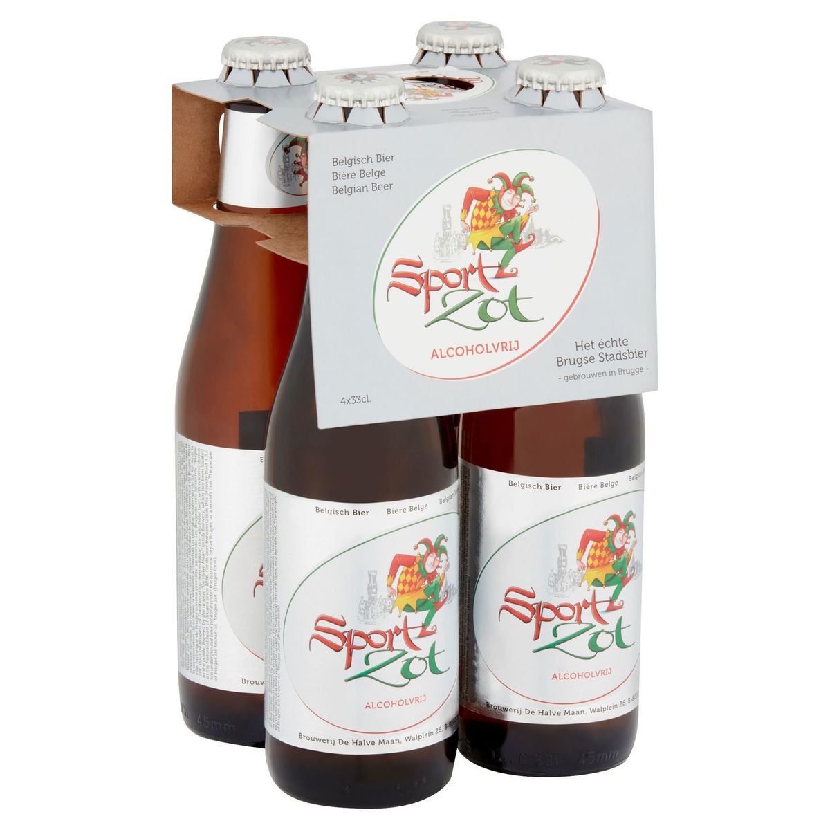 Sportzot (Belgisch bier alcoholvrij) clip 4x33 cl