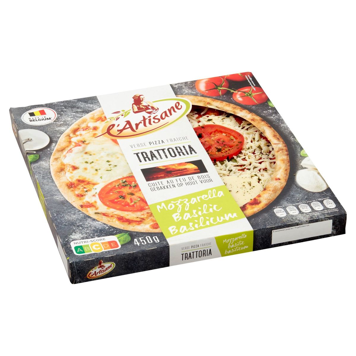 L'Artisane Trattoria Mozzarella Basilic Pizza Fraîche 450 g
