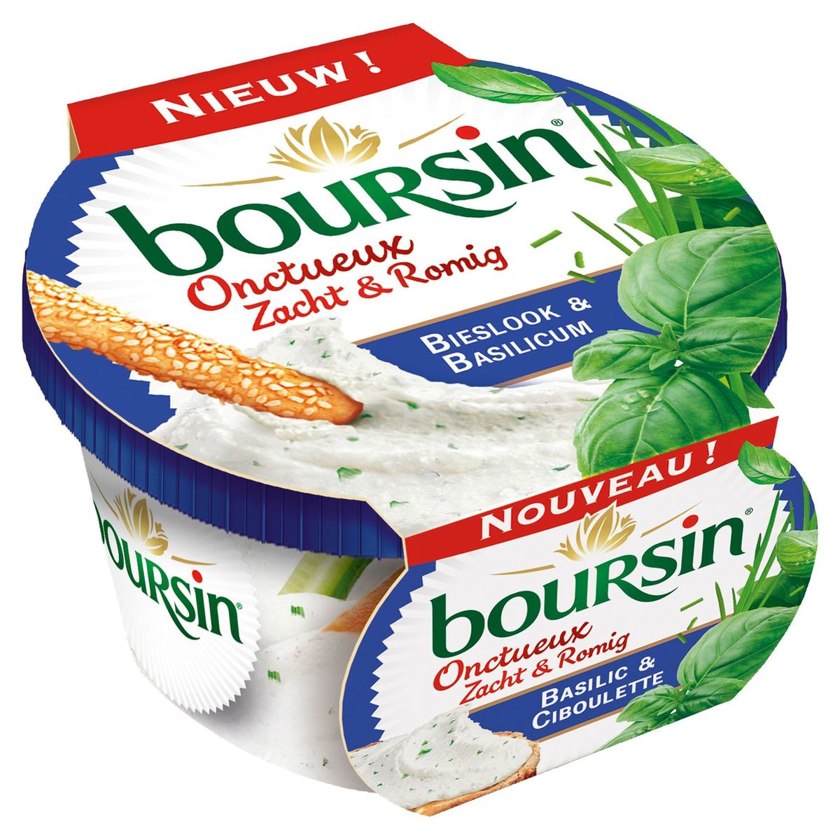 Boursin Fromage frais fouetté Onctueux Basilic & Ciboulette 125 g