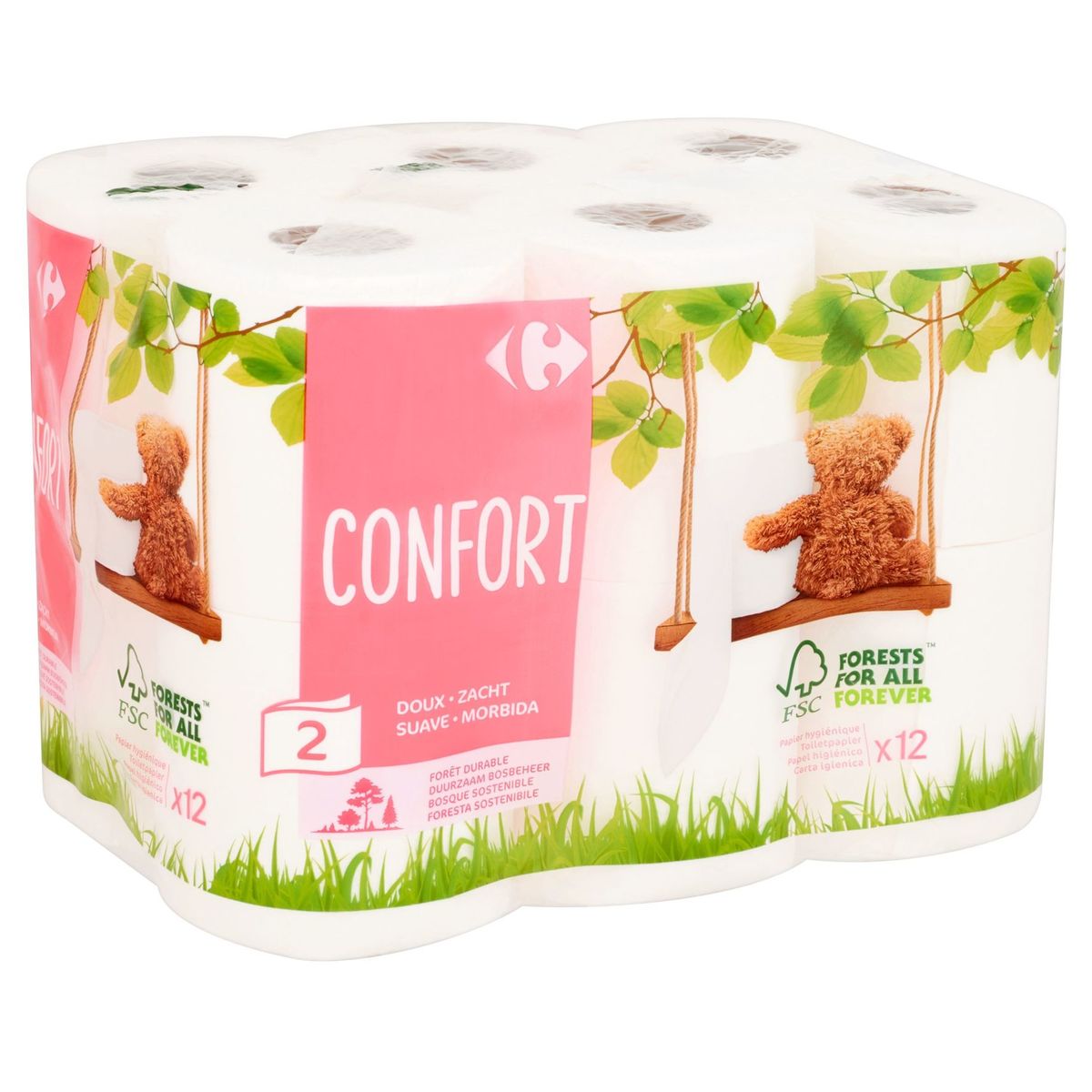 Carrefour Confort 2-Épaisseurs 12 Rouleaux