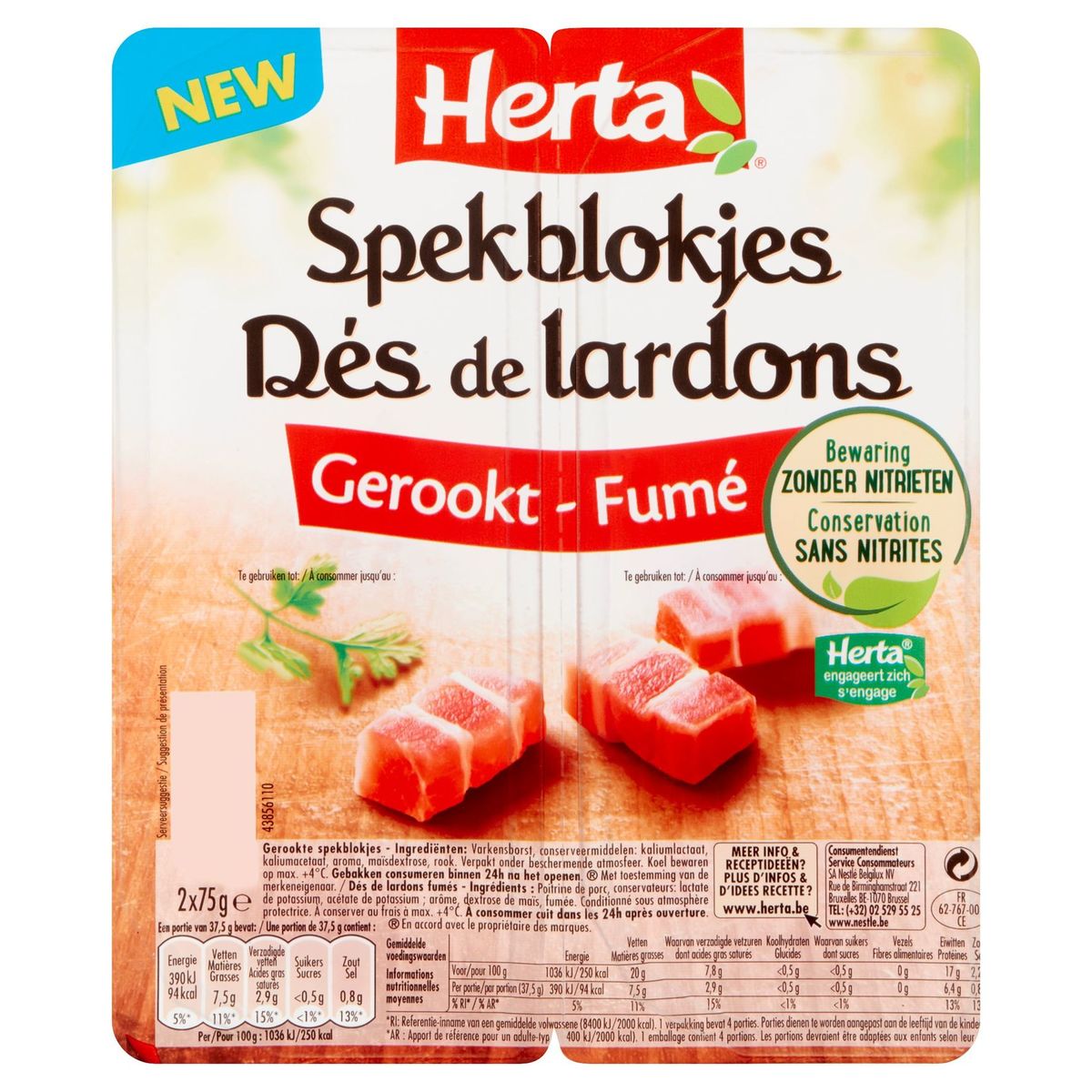 Herta Dés de Lardons Fumé 2 x 75 g Carrefour Site