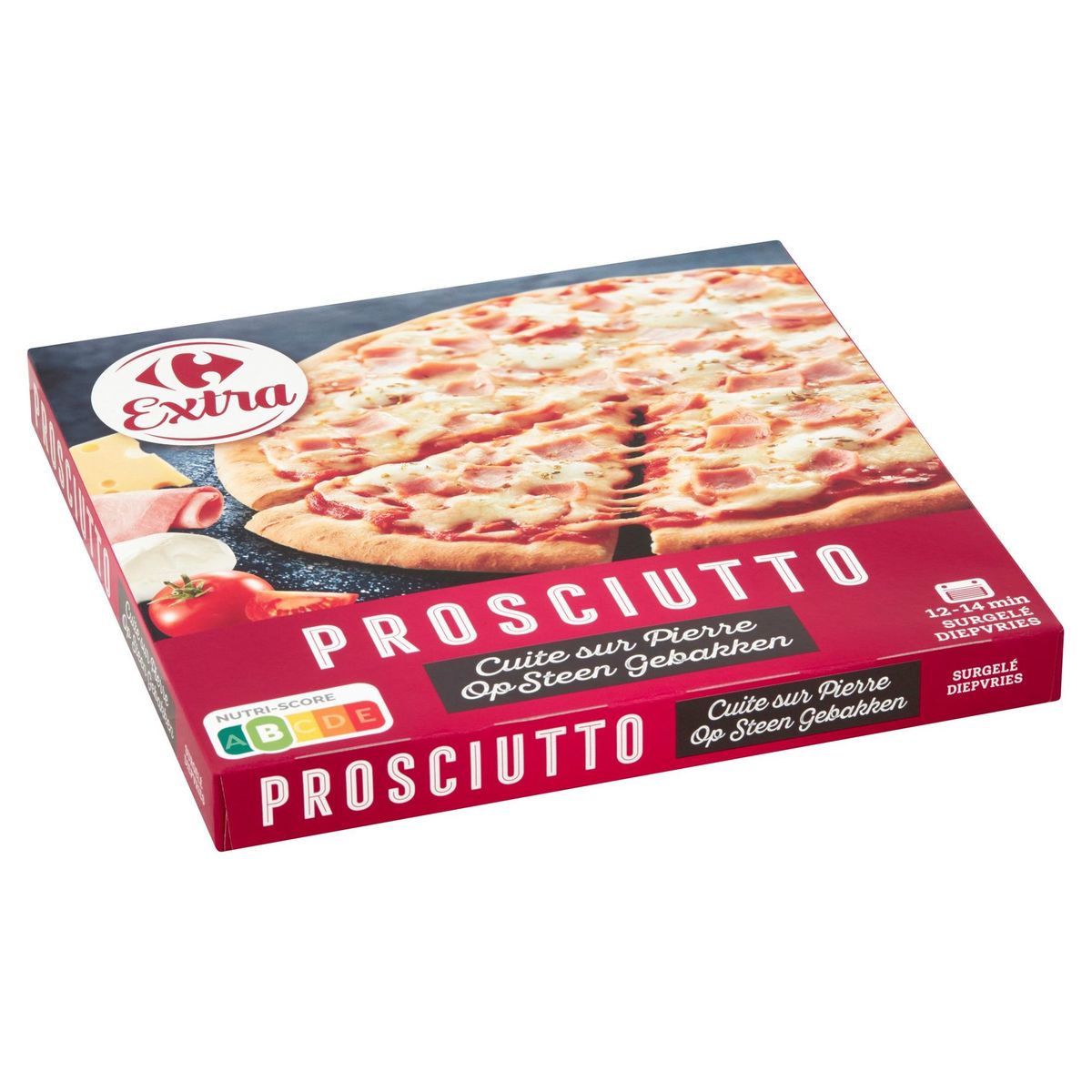Carrefour Pizza Prosciutto Gerookte  Ham, Mozzarella, Emmentaler 400 g