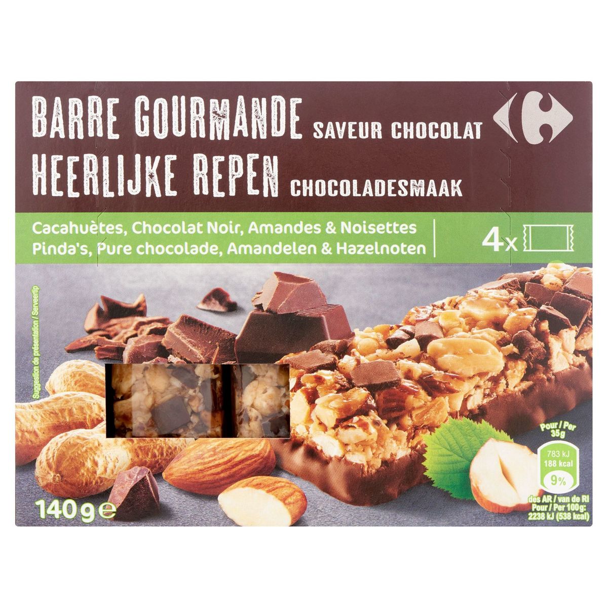 Carrefour Heerlijke Repen Chocoladesmaak 4 x 35 g