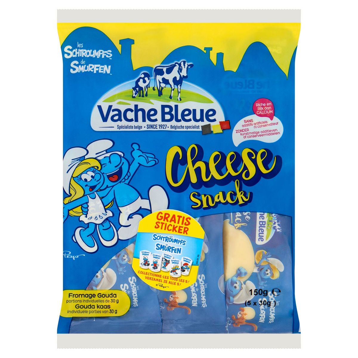 Vache Bleue Cheese Snack de Smurfen 5 x 30 g