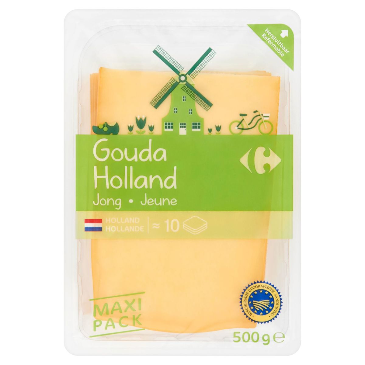 Carrefour Gouda Holland Jeune Maxi Pack tranches 500 g