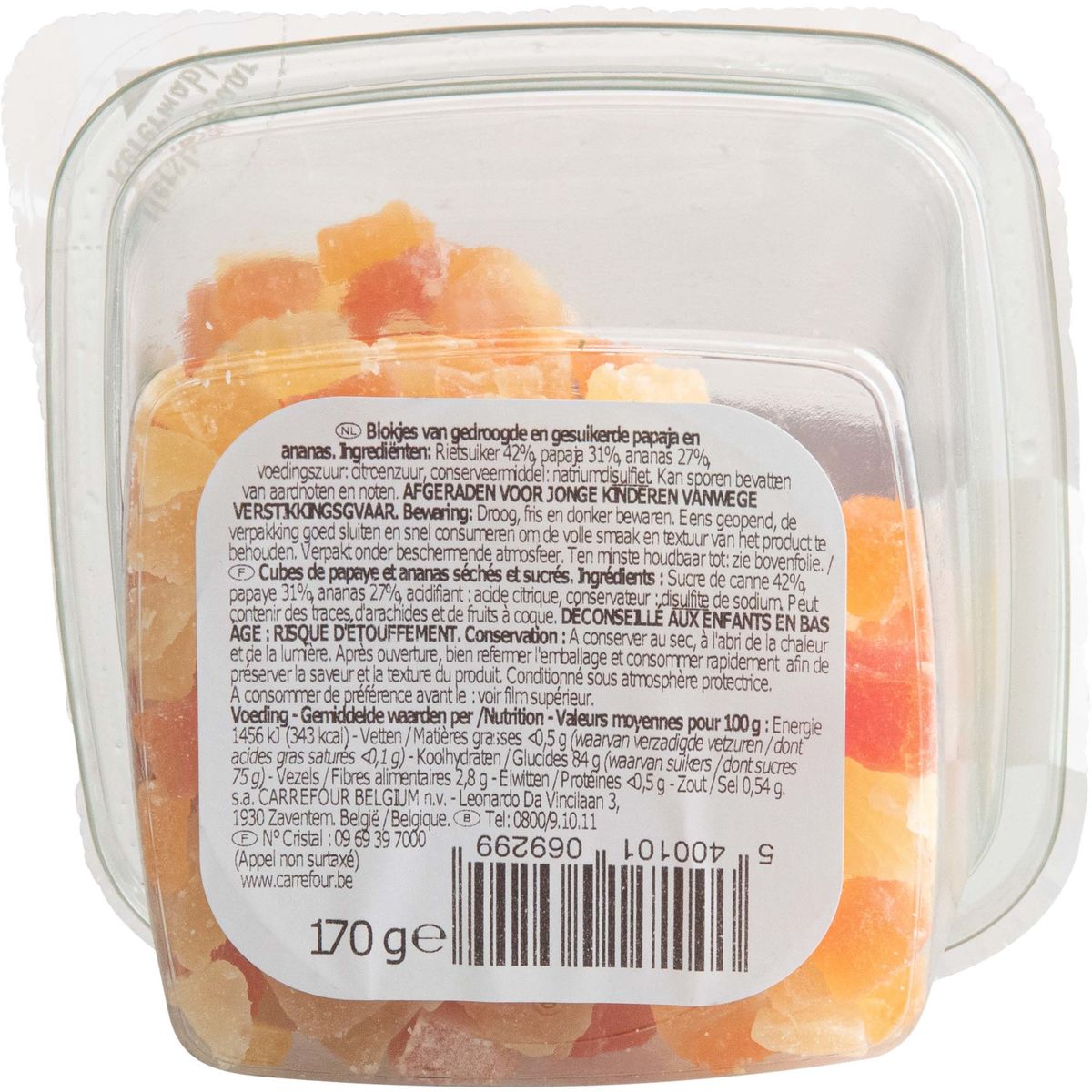 Carrefour Mix Papaye & Ananas Séché 170 g