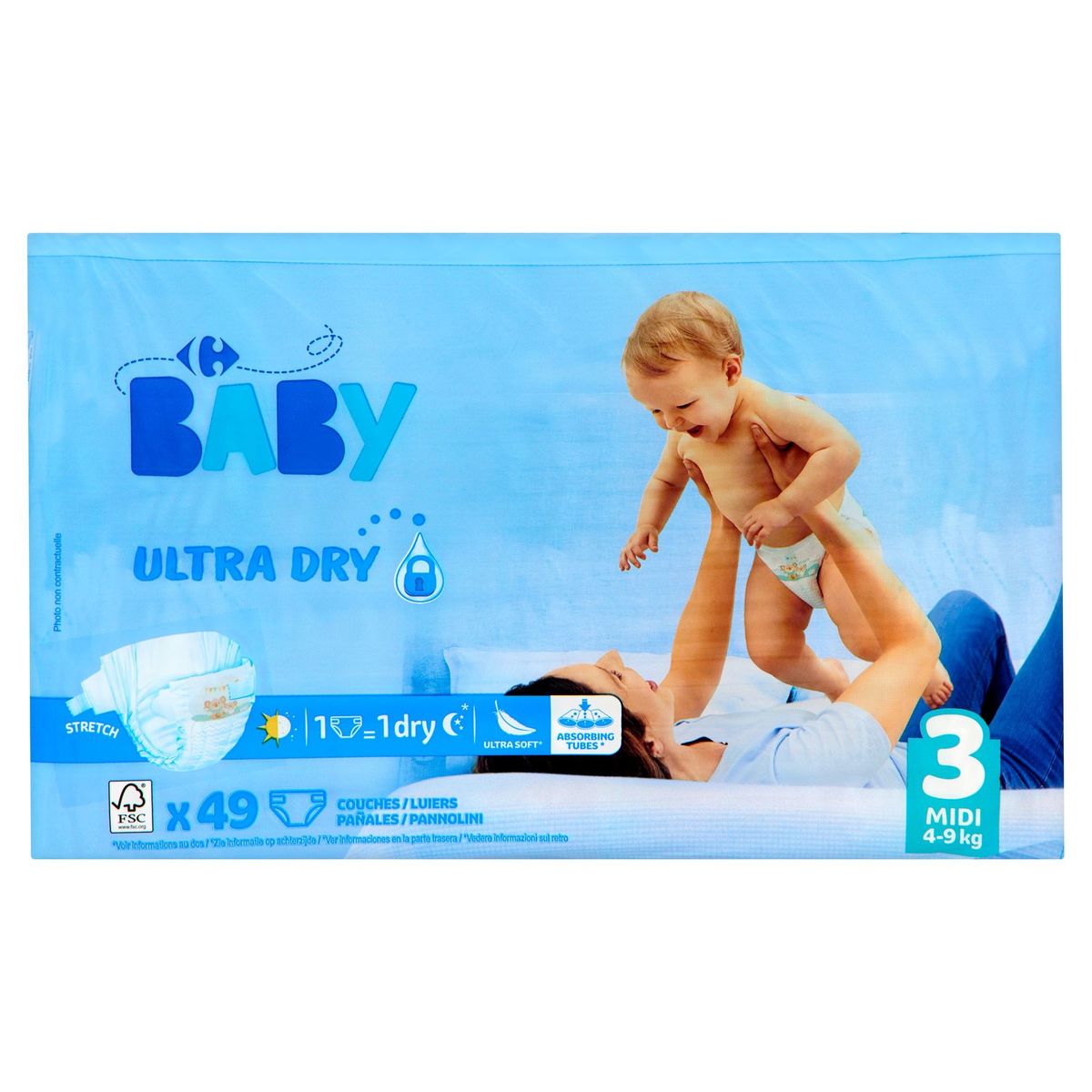 Carrefour Baby Ultra Dry 3 Midi 4-9 kg 49 Couches