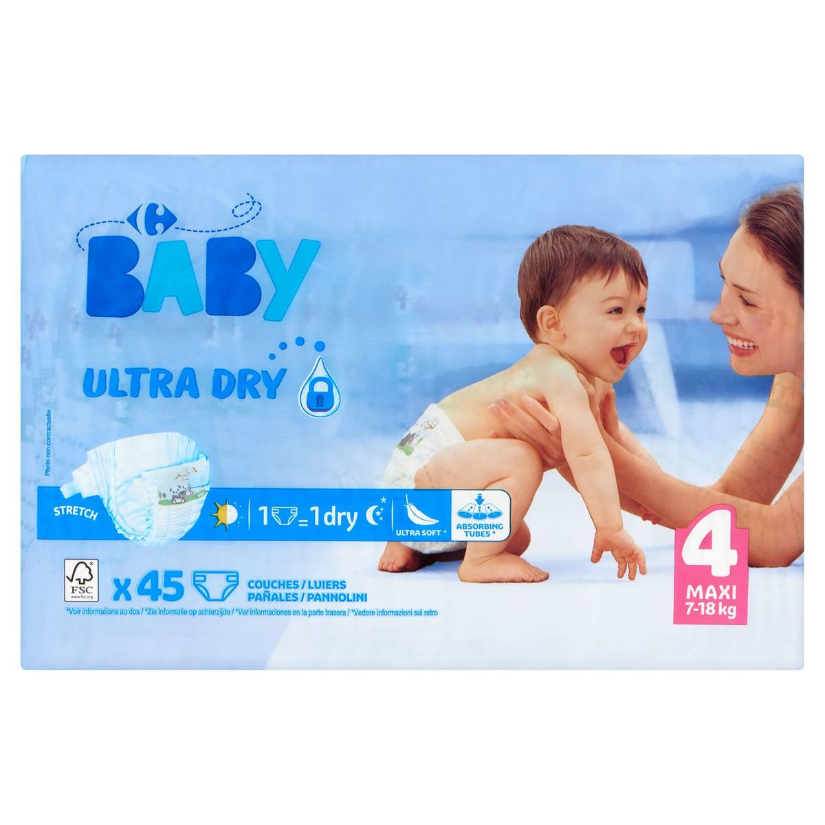Carrefour Baby Ultra Dry 4 Maxi 7-18 kg 45 Luiers