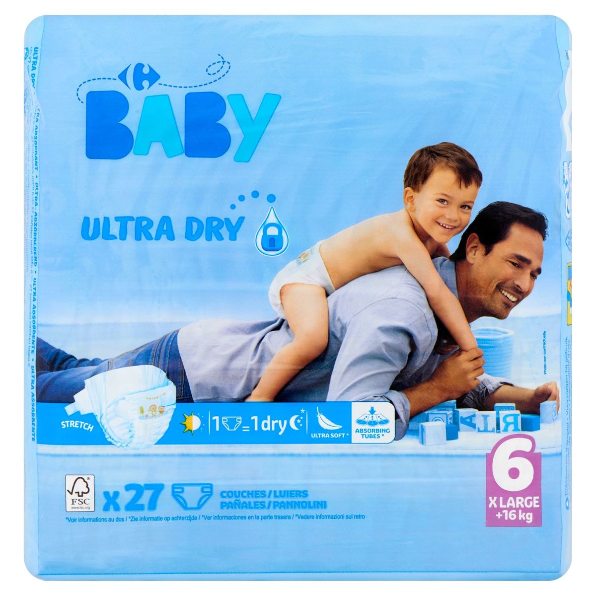 Carrefour Baby Ultra Dry 6 X Large +16 kg 27 Couches
