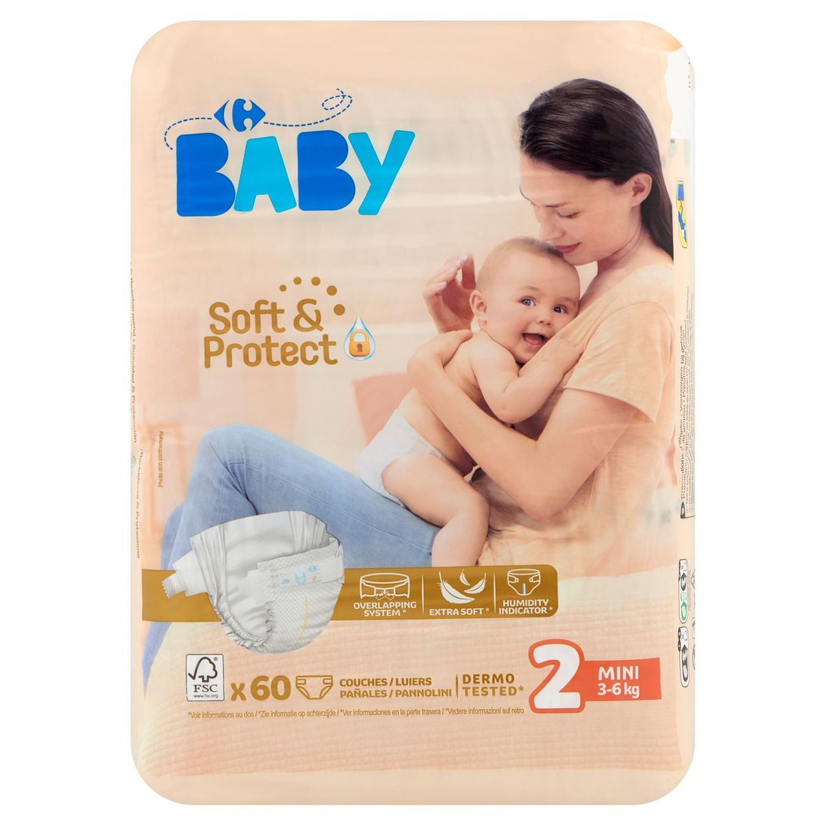 barbecue theater feit Carrefour Baby Soft & Protect 2 Mini 3-6 kg 60 Luiers | Carrefour Site