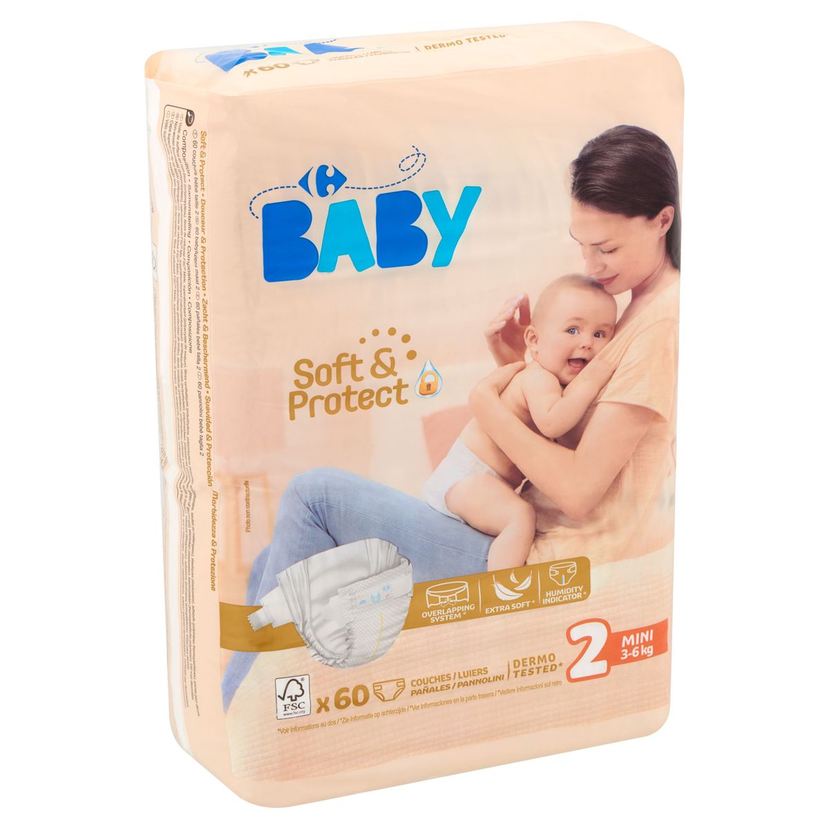 Carrefour Baby Soft & Protect 2 Mini 3-6 kg 60 Couches