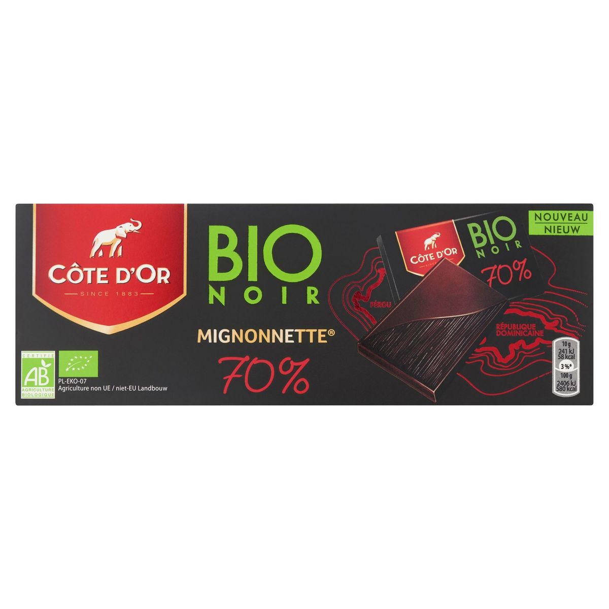 Côte d'Or Mignonnettes Pralines BIO Chocolat Noir 70% 18 Pcs 180 g