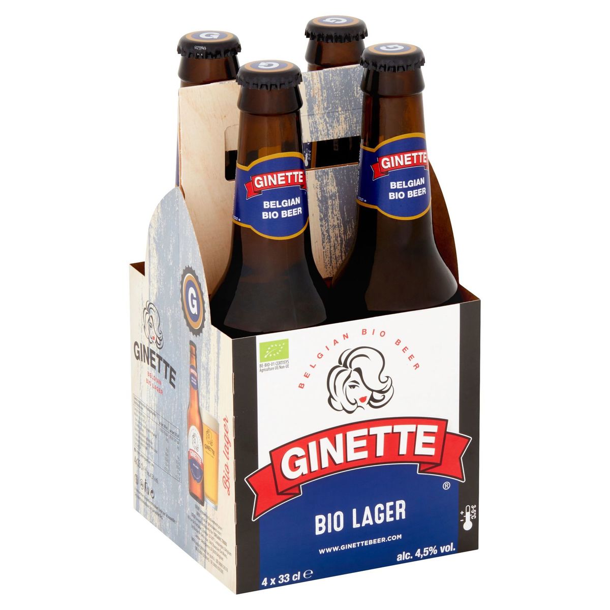 Ginette Bio Lager Flessen 4 x 33 cl