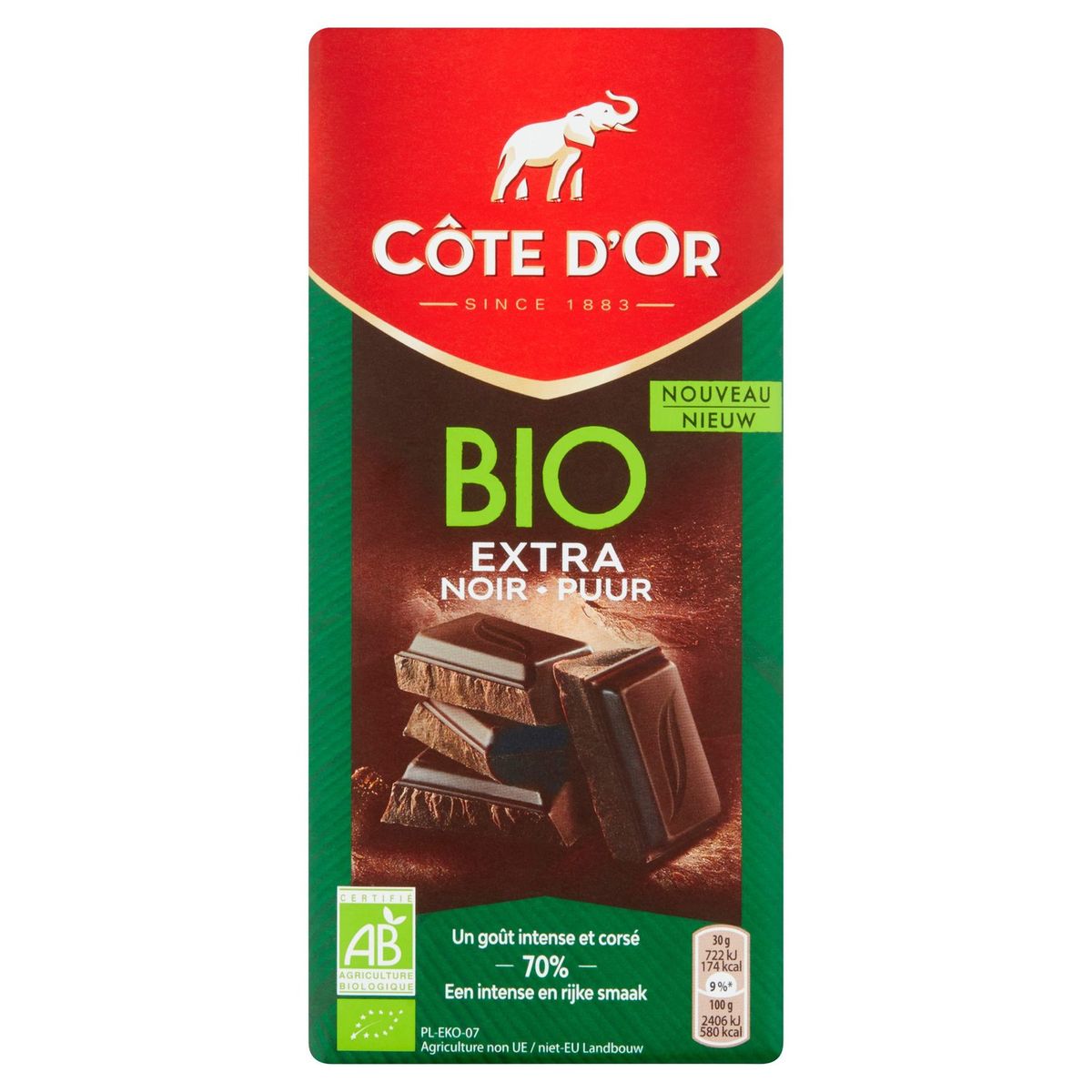 Côte d'Or BIO Pure Chocolade Tablet Extra Puur 70% 150 g