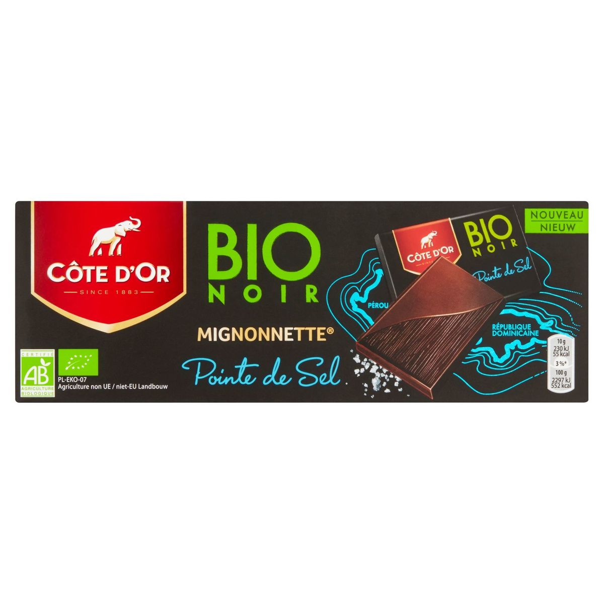 Côte d'Or Bio Noir Mignonnette Pointe de Sel 180 g