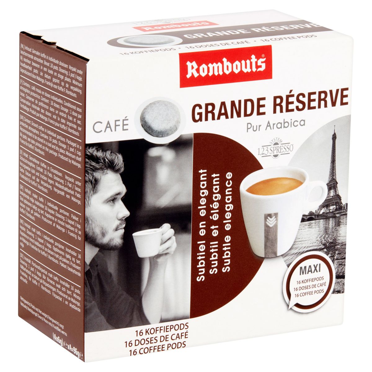 Rombouts Café Grande Réserve Pur Arabica 16 Doses de Café 4 x 4 x 6 g