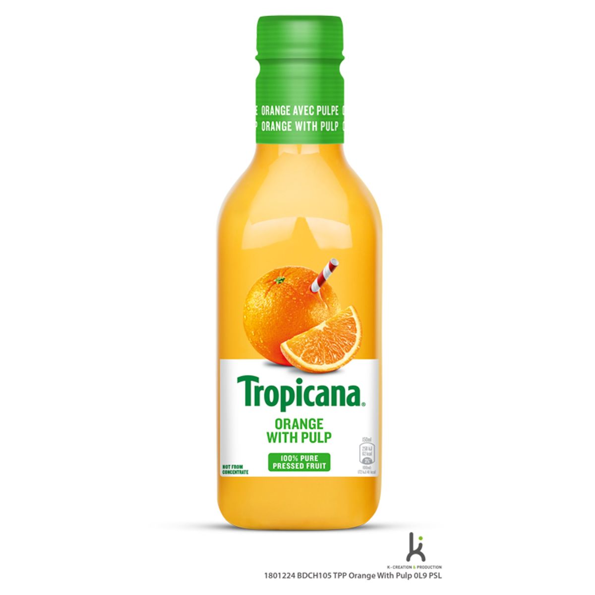 Tropicana Jus de Fruit Frais Orange avec Pulpe 90 cl