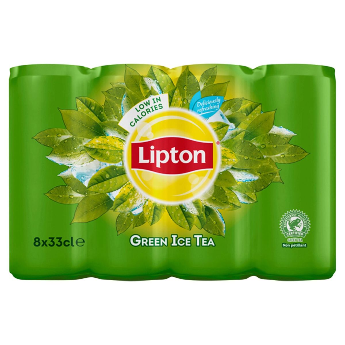 Lipton Ice Tea Thé glacé Vert faible en sucre 8 x 33 cl