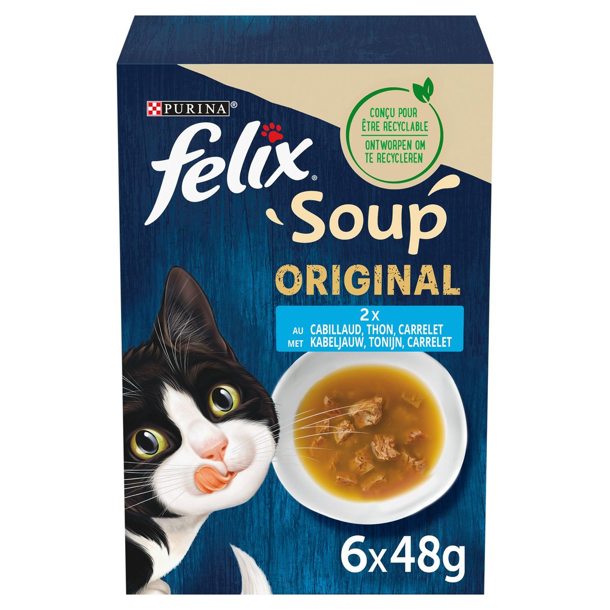 Felix Kattenvoeding Soup Original Poissons 6x48g