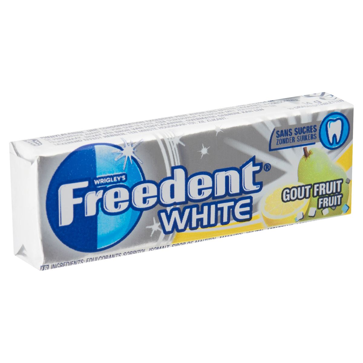 Chewing-gum sans sucres goût Fruits FREEDENT WHITE