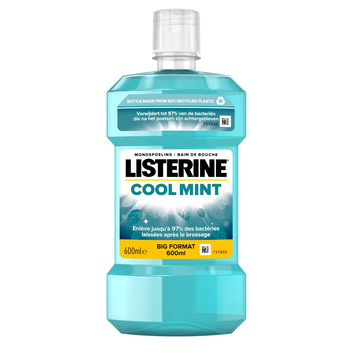 Listerine Cool Mint Bain de Bouche New Format +20% 600 ml