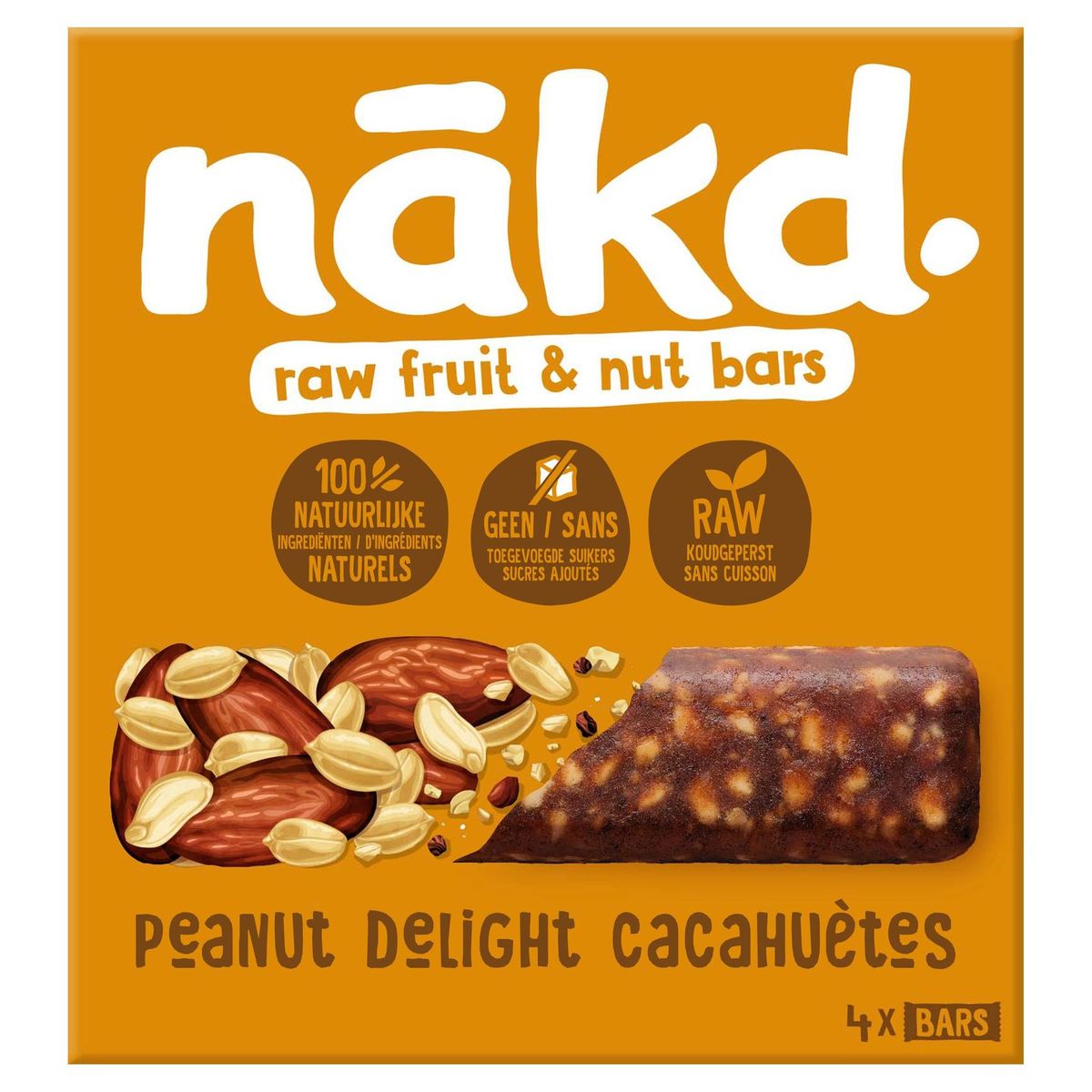 Nākd Peanut Delight Fruit- & Pindareep 4 x 35 g