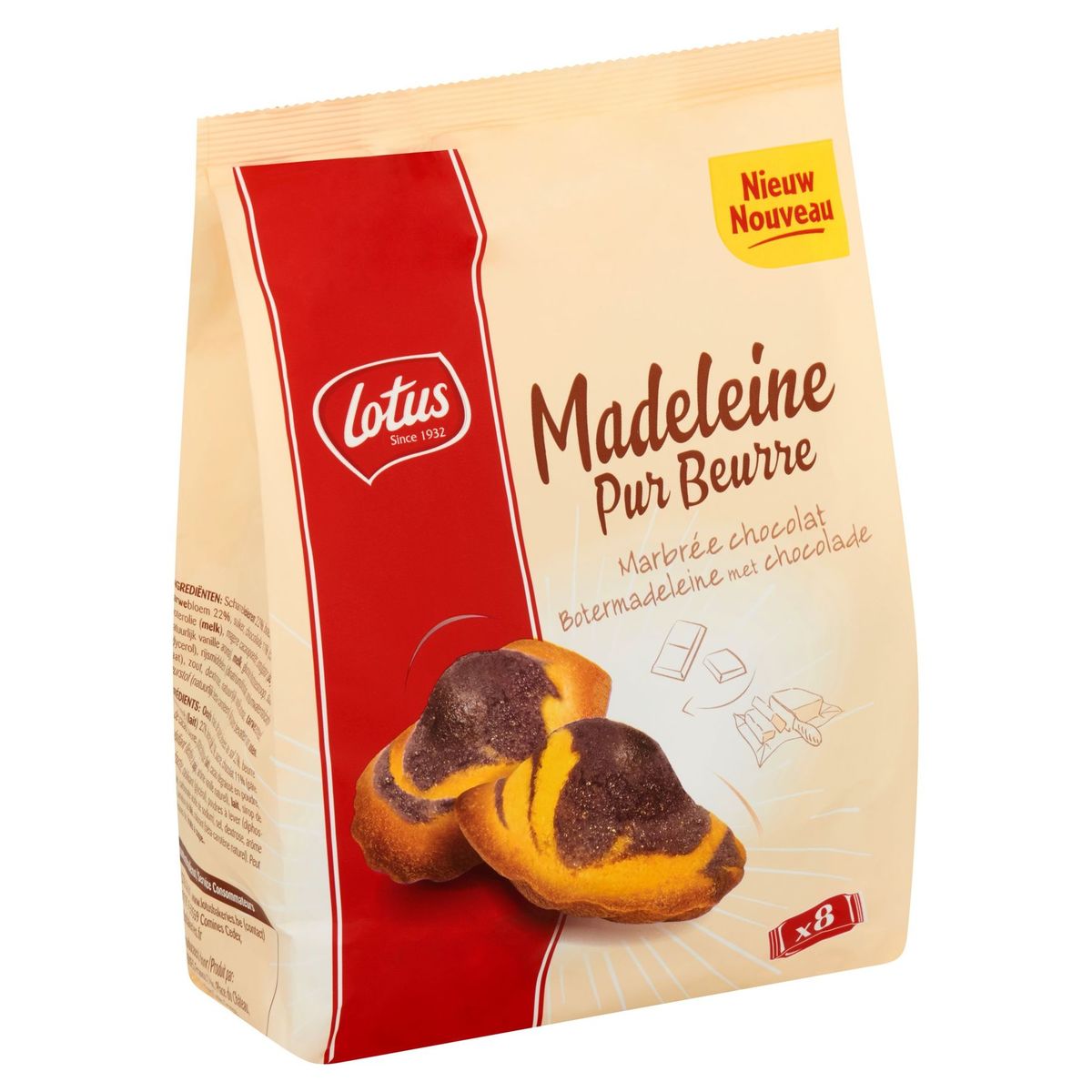 Lotus Madeleine Pur Beurre Marbrée Chocolat 8 x 28 g