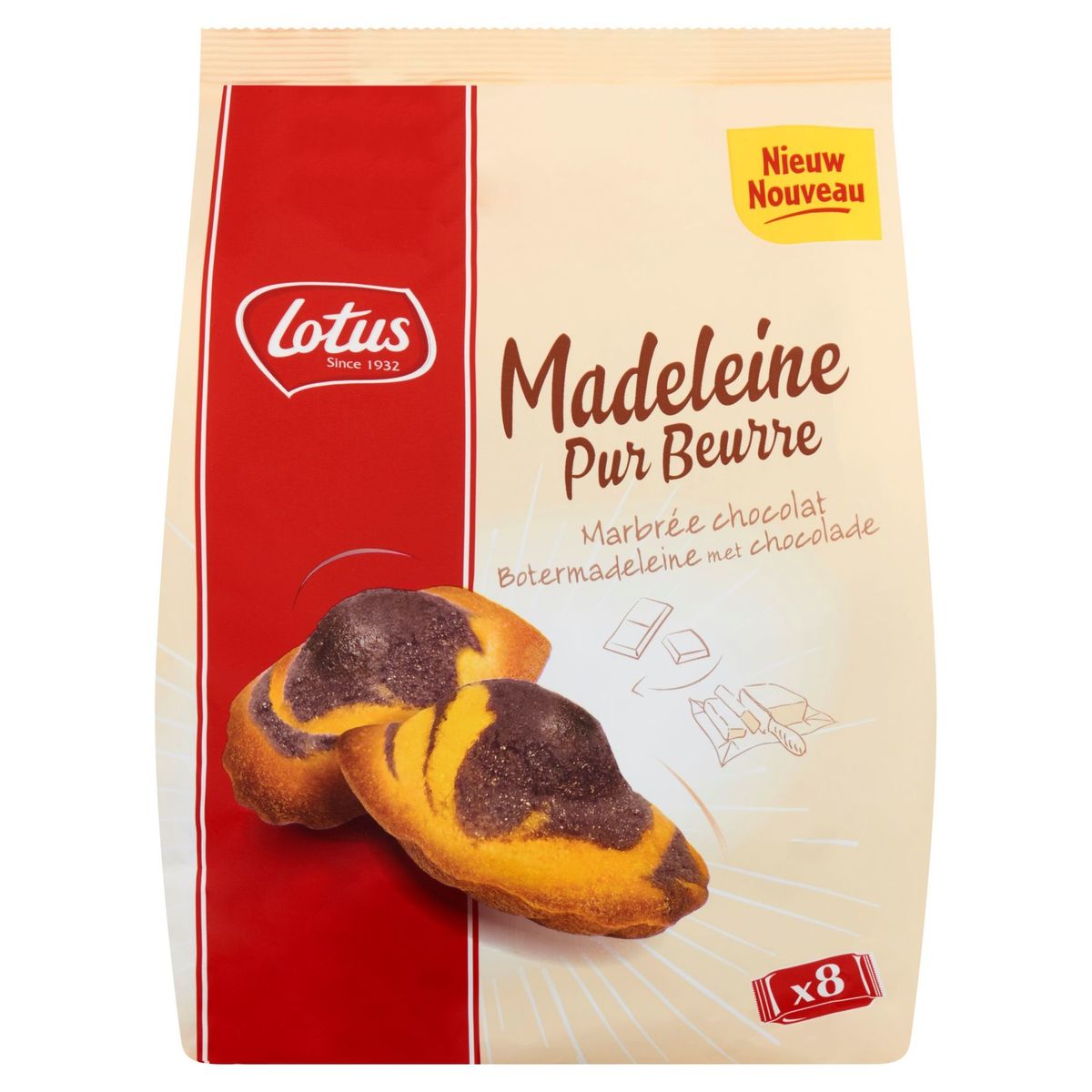 Lotus Madeleine Pur Beurre Marbrée Chocolat 8 x 28 g