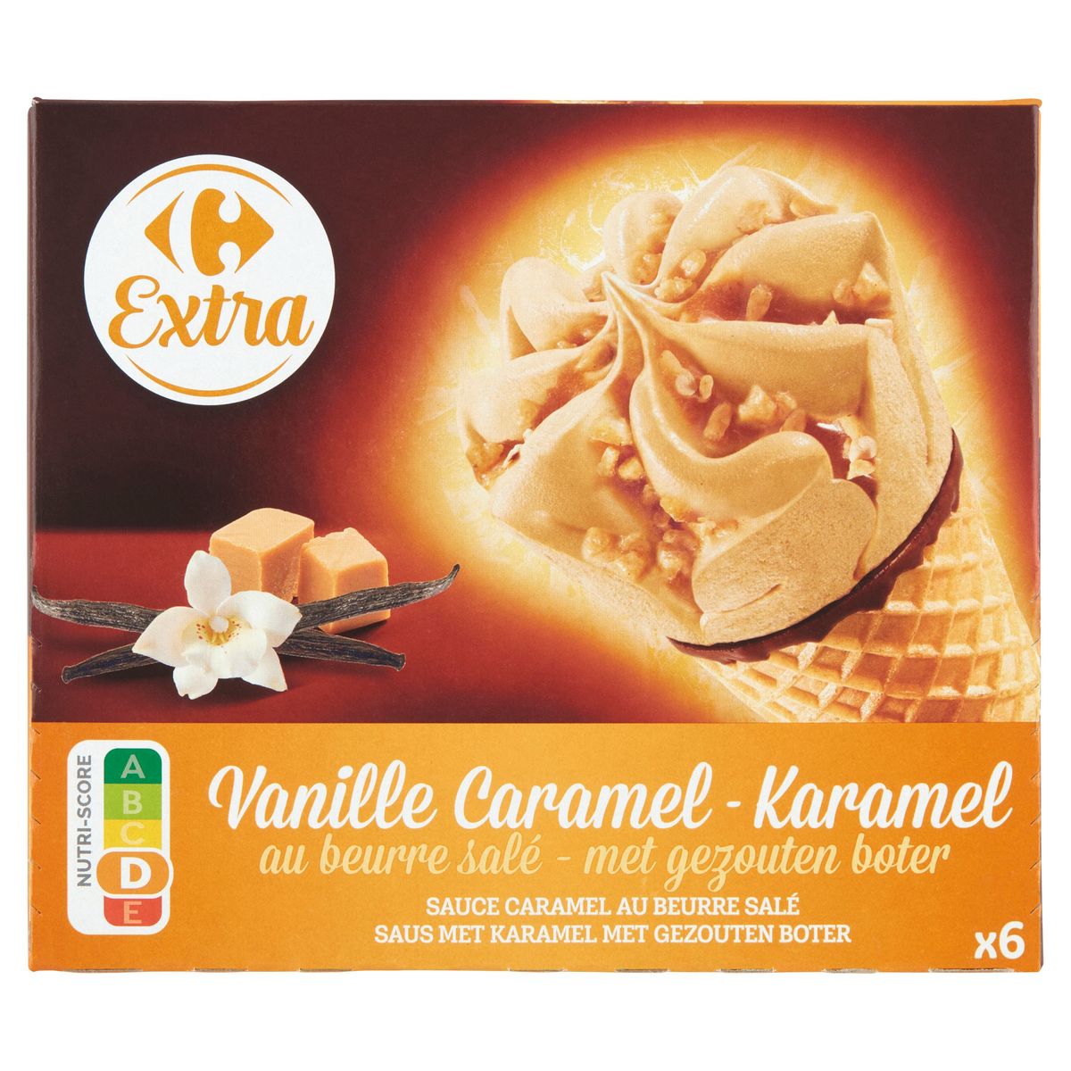 Carrefour Extra Vanille Caramel au Beurre Salé 6 Pièces 429 g