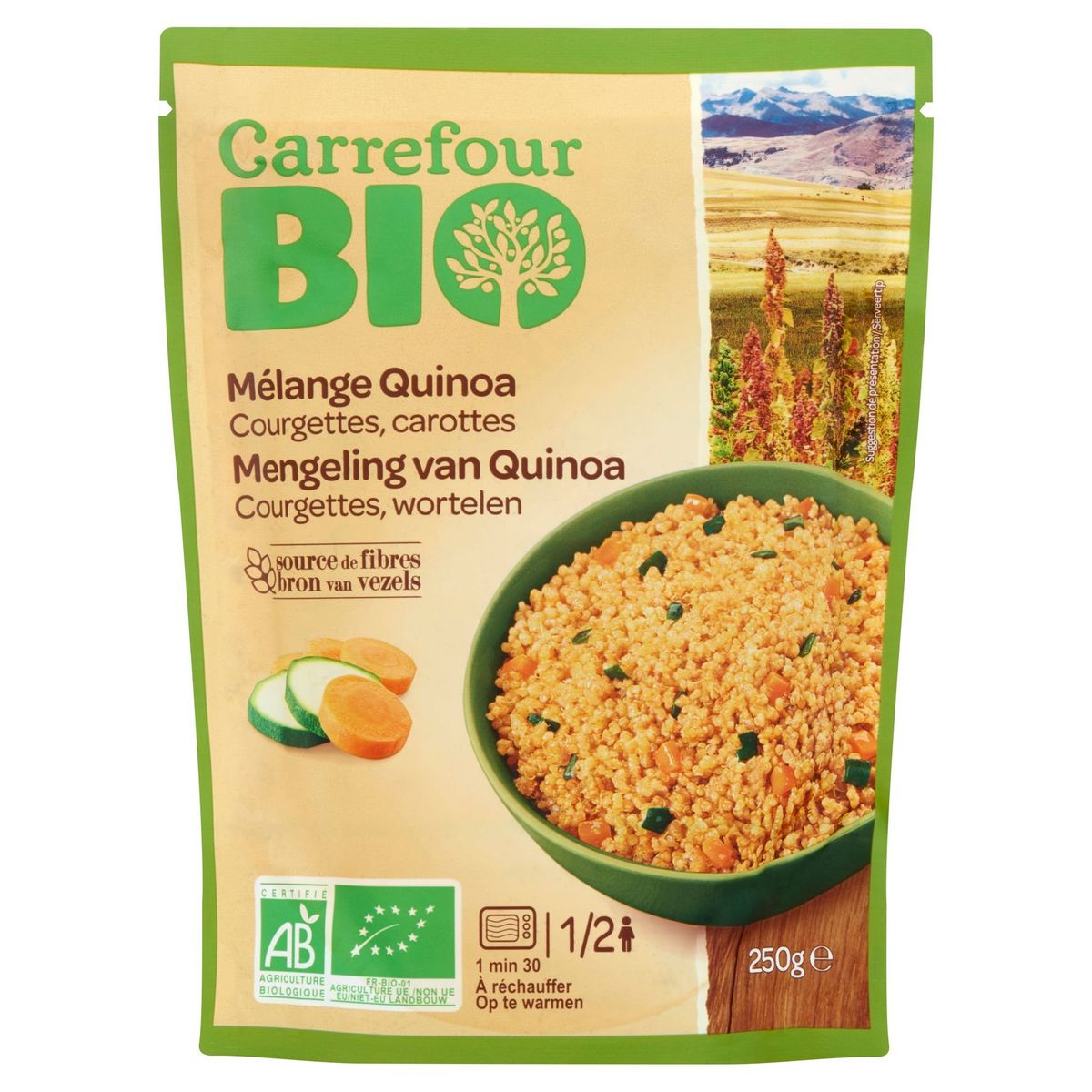 Carrefour Bio Mélange Quinoa Courgettes, Carottes 250 g