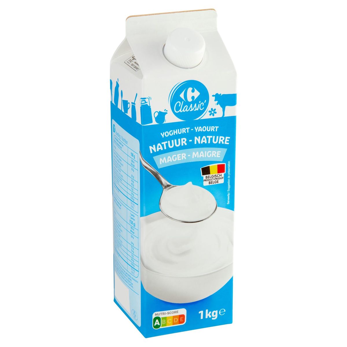 Carrefour Classic' Yoghurt Natuur Mager 1 kg