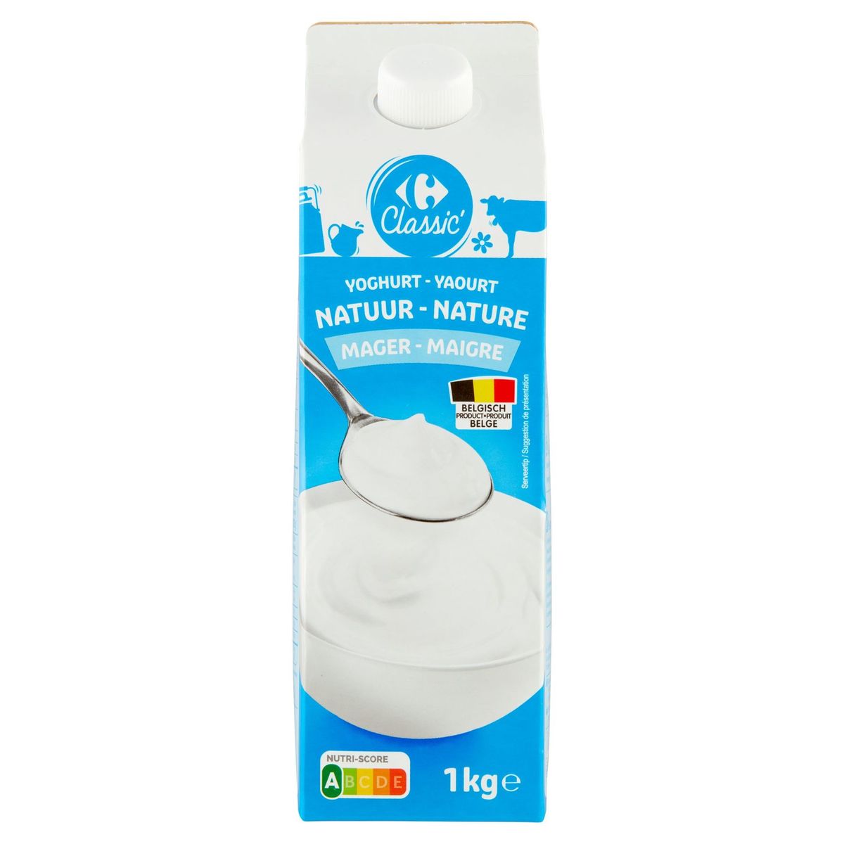 Carrefour Classic' Yoghurt Natuur Mager 1 kg
